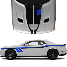 Kit di Decalcomanie in Vinile con Strisce Laterali Doppie e Sul Cofano con Testo Personalizzato per Dodge Challenger_3