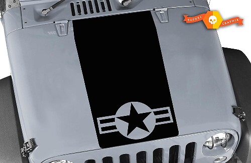 Adesivo in vinile con cappuccio oscurante Star USAF per Jeep Wrangler TJ LJ JK Unlimited