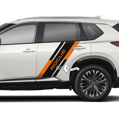 Coppia Nissan Rogue porta laterale parafango posteriore adesivo decalcomania grafica in vinile 2 colori

