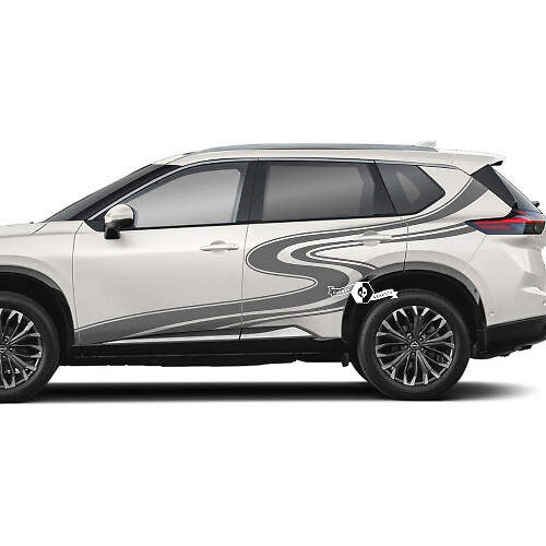 Coppia Nissan Rogue porta laterale parafango posteriore strisce tortuose strada adesivo decalcomania grafica in vinile
