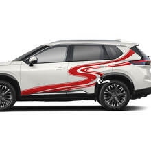 Coppia Nissan Rogue porta laterale parafango posteriore strisce tortuose strada adesivo decalcomania grafica in vinile
 2