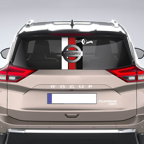 Adesivo per lunotto posteriore per Nissan Rogue Adesivo in vinile con strisce grafiche a tre colori

