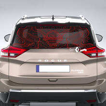 Adesivo per finestrino posteriore per Nissan Rogue con grafica adesiva in vinile mappa topografica
 3