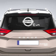Logo Nissan con grafica adesiva in vinile per finestre con linee topografiche
 3