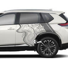 Mappa topografica Nissan Rogue con grafica adesiva in vinile per porte laterali a strisce
 2