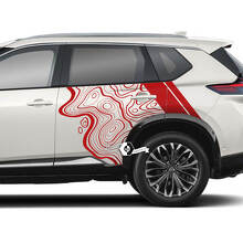 Mappa topografica Nissan Rogue con grafica adesiva in vinile per porte laterali a strisce
 3