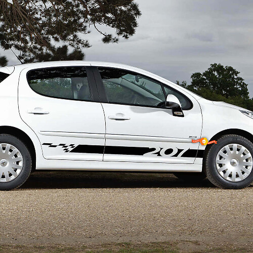 Kit adesivi laterali in vinile a scacchi per Peugeot 207
