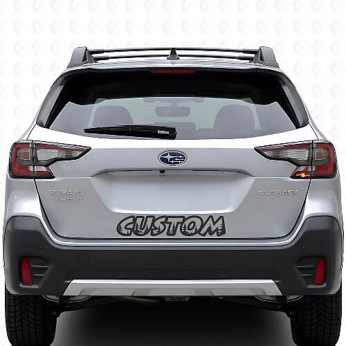 Adesivo in Vinile Personalizzato con Testo Stile Forest per Porta Bagagliaio Subaru Outback