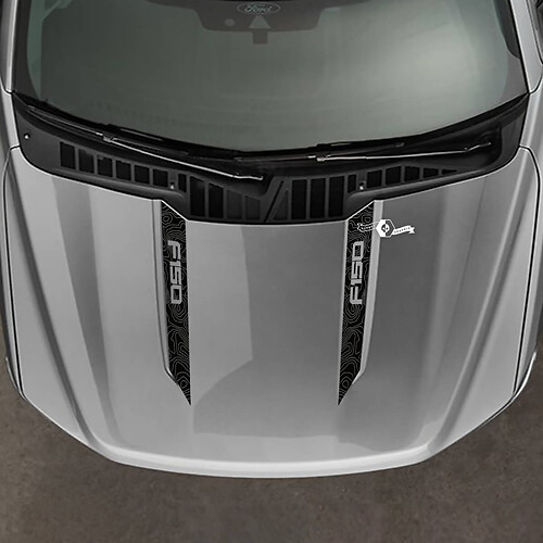 Ford F-150 2021-2024 Ampio cofano lancia strisce topografiche mappa design adesivi in ​​vinile decalcomanie
