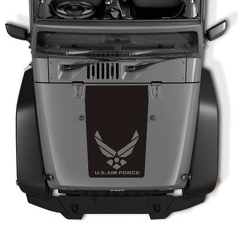Adesivo in vinile nero blackout con logo US Air Force per cofano Jeep Wrangler