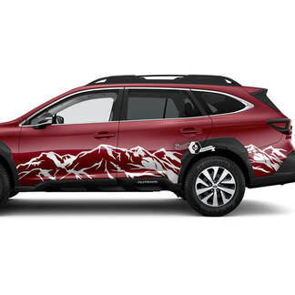 Subaru Outback porte laterali montagne adesivo in vinile decalcomania grafica
