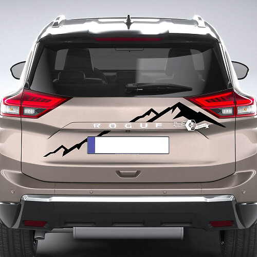 Grafica dell'autoadesivo della decalcomania del vinile del paraurti posteriore delle montagne Nissan Rogue
