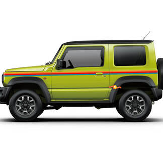 2X grafica adesiva per decalcomanie Suzuki JIMNY a tre strisce colorate per porte laterali
