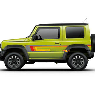 Grafica adesiva per decalcomanie per porte laterali con strisce colorate vintage Suzuki JIMNY 4WD 2X
