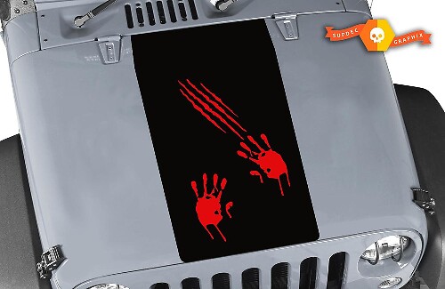 Adesivo in vinile a forma di impronte di mani Zombie Attack Blackout per cappuccio Jeep Wrangler