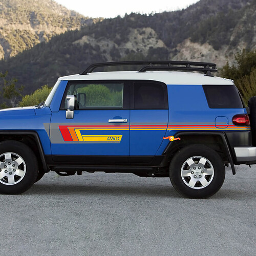 Adesivo in Vinile Vintage Strisce Laterali 4WD per Toyota FJ Cruiser