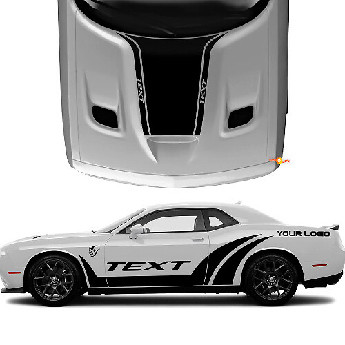 Kit Adesivi in Vinile Personalizzati Stile SRT per Fiancate e Cofano per Dodge Challenger