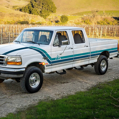 1997 Ford F-250 Strisce con adesivi in ​​vinile con decalcomania delle montagne
