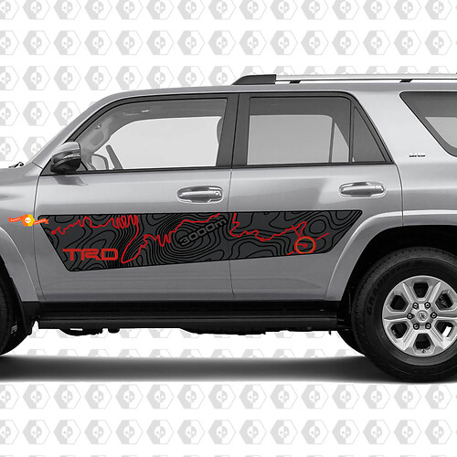Coppia di NUOVI adesivi topografici in stile TRD progettati per Toyota 4Runner

