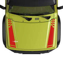 Adesivo Striscia Cofano Bandiera a Scacchi 2 Pezzi per Suzuki JIMNY 2