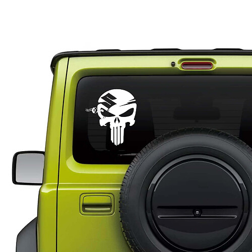 Adesivo Vetro Posteriore in Vinile Teschio Punisher per Suzuki Jimny