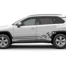 Il kit di adesivi grafici con bandiera a scacchi sul pannello laterale inferiore del pannello basculante si adatta alla decalcomania in vinile Toyota RAV4
 3