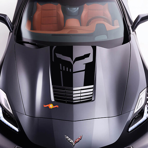 Adesivo decalcomania in vinile Chevy Chevrolet C7 Corvette Jake Skull Hood Stinger Stripe
