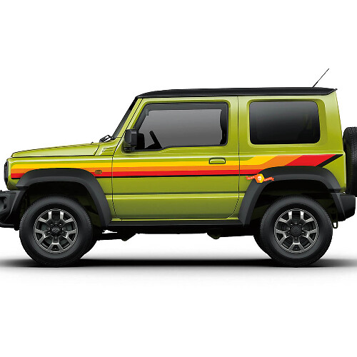 Grafica adesiva decalcomania per porte Suzuki JIMNY Vintage Retro Stripes 5
