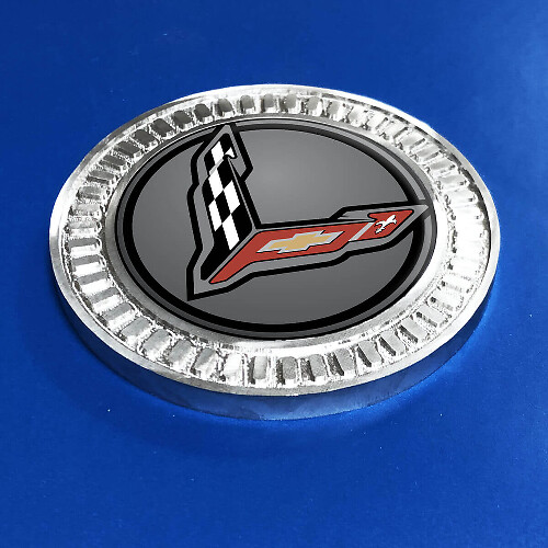 Badge 3d grigio grigio grigio Chevrolet Corvette Metal Aluminum Emblem
