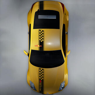 Nissan Skyline GTR R35 Nismo Inspired R Hood Roof Trunk Kit di decalcomanie a strisce a scacchi
 1