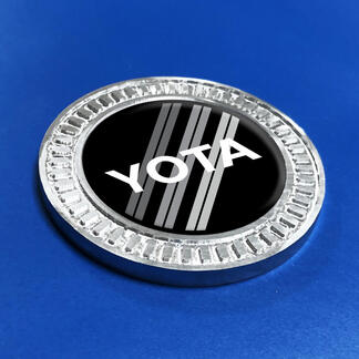 Badge 3D Toyota Yota grigio e rosso TRD Retro Heritage Racing Stripes Emblema in metallo e alluminio

