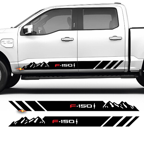 Coppia pannello bilanciere montagne strisce decalcomanie corpo adesivi laterali grafica vinile per Ford F-150 Lightning
