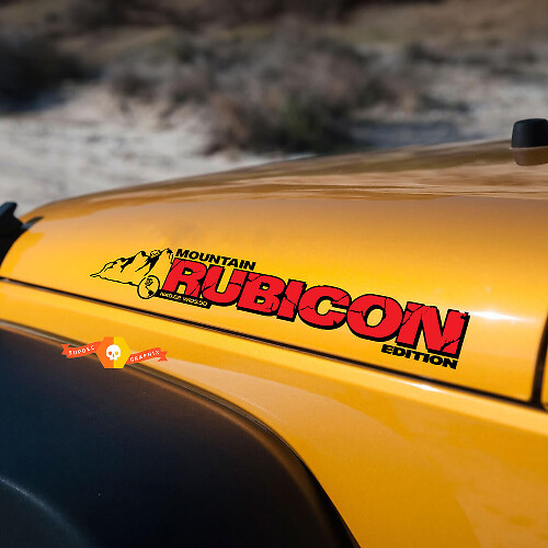 Adesivo laterale del cofano Decal Jeep Rubicon Mountains con coordinate JL JK CJ TJ YJ
