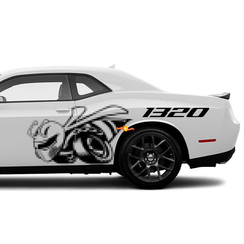 Adesivo Vinile Laterale Stile Drag Bee 1320 per Dodge Challenger 2015-2023