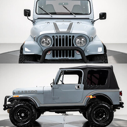 Kit Adesivi in Vinile Strisce Laterali e Cofano Laredo per Jeep CJ7