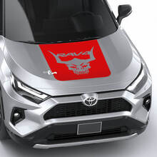 Design del teschio con corna RAV4 Adesivo grafico in vinile per cofano adatto a Toyota RAV4
 2