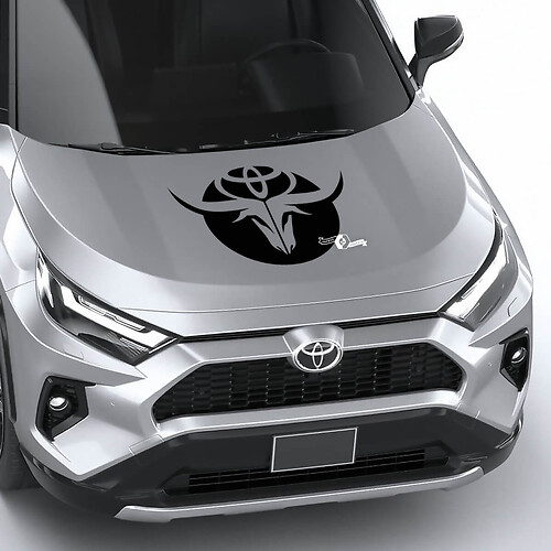 Adesivo in Vinile per Cofano con Teschio di Toro e Logo Toyota per Toyota RAV4