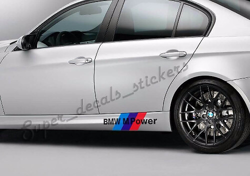 Coppia di Adesivi Vinilici Modello M Power per Minigonne Laterali BMW