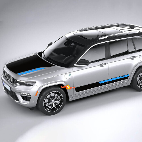 Kit di Testo Personalizzato 4XE Adesivi in Vinile per Portiera Laterale e Cofano per Jeep Grand Cherokee 4XE eTorque Torqueflite 4xe