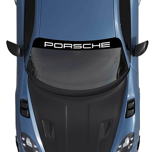 Kit adesivo decalcomania per parabrezza con logo Porsche con strisce di sfondo
