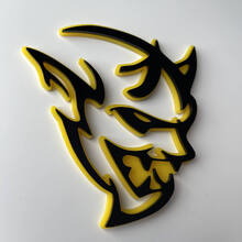 Distintivo 3D personalizzato Demone Dodge Charger Challenger logo Fender Badge Emblem Giallo vs Nero
 2