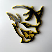 Distintivo 3D personalizzato Demone Dodge Charger Challenger logo Fender Badge Emblem Giallo vs Nero
 5