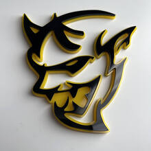 Distintivo 3D personalizzato Demone Dodge Charger Challenger logo Fender Badge Emblem Giallo vs Nero
 6