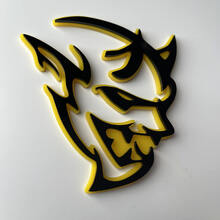 Distintivo 3D personalizzato Demone Dodge Charger Challenger logo Fender Badge Emblem Giallo vs Nero
 7