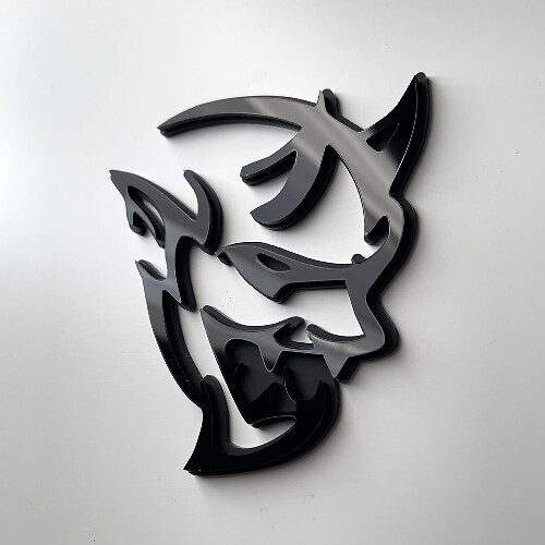 Distintivo 3D personalizzato Demone Dodge Charger Challenger logo Fender Badge Emblem Black vs Black
