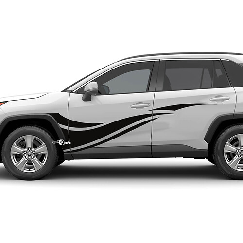 Adesivo grafico con decalcomania grafica in vinile con strisce laterali ondate adatto per Toyota RAV4
