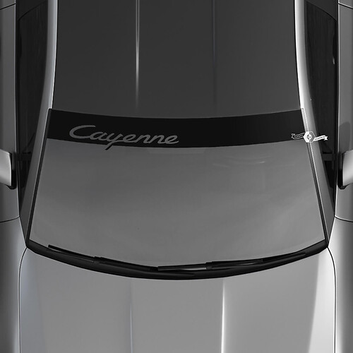 Adesivo decalcomania per parabrezza con logo Porsche Cayenne con strisce di sfondo

