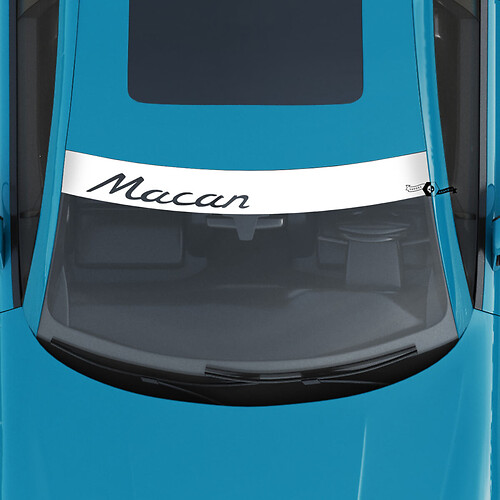 Adesivo decalcomania per parabrezza con logo Porsche Macan con strisce di sfondo
