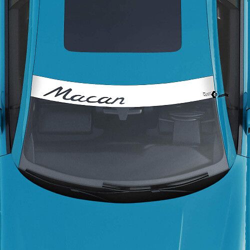 Logo Parabrezza Porsche Macan con Kit Adesivo Decalcomania a Strisce di Sfondo
