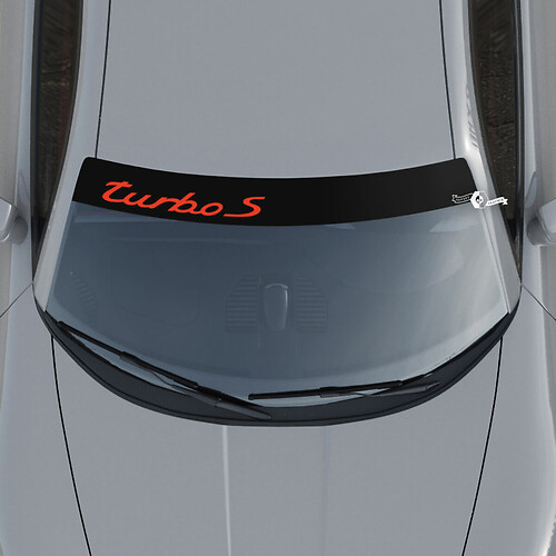 Kit adesivo decalcomania per parabrezza con logo Porsche Turbo S e strisce di sfondo 2

